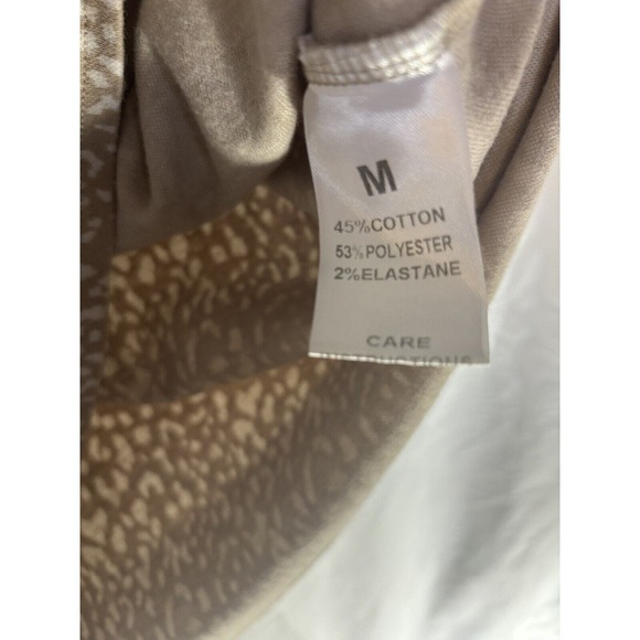 PINK LILY Dress Womens Medium Tan White Animal Print EUC‎ B6 - Picture 3 of 5